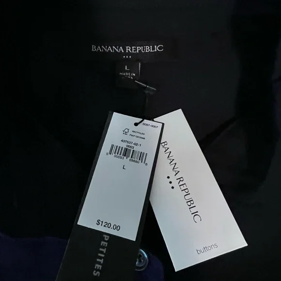 NWT Banana Republic Shirt dress Size L w belt. Navy blue - Picture 6 of 10